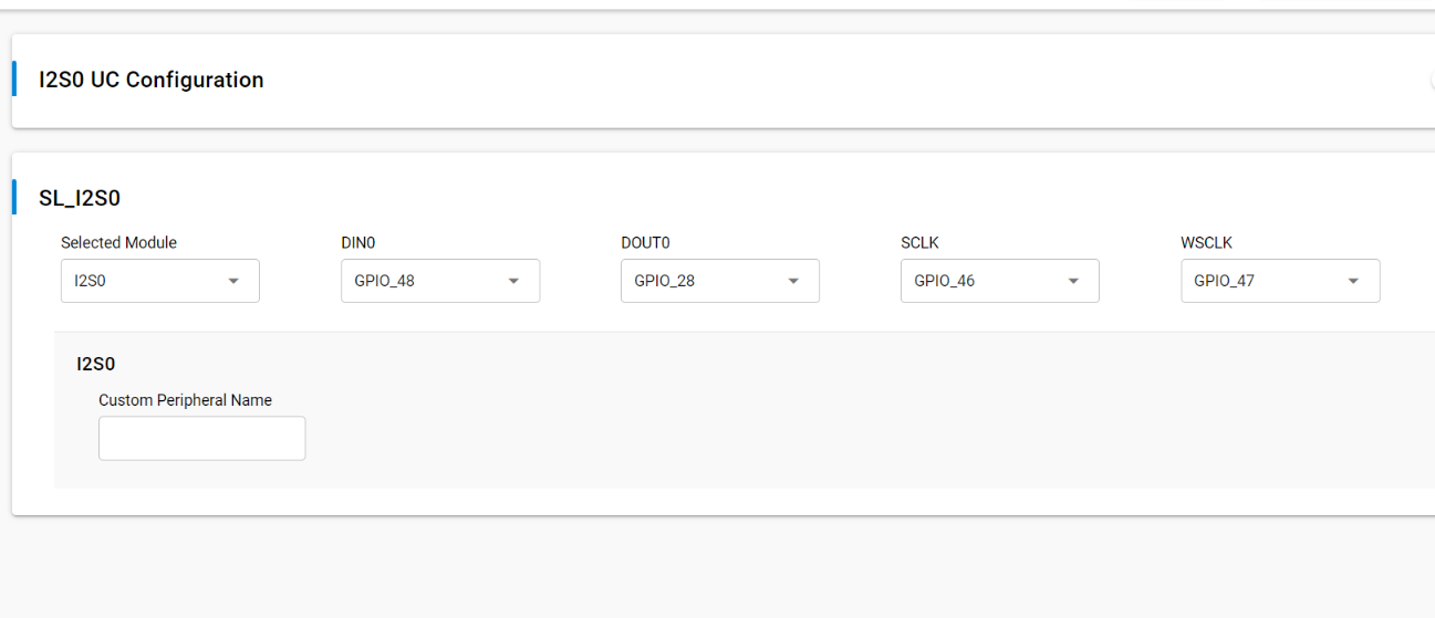 I2S Pin Configuration Example