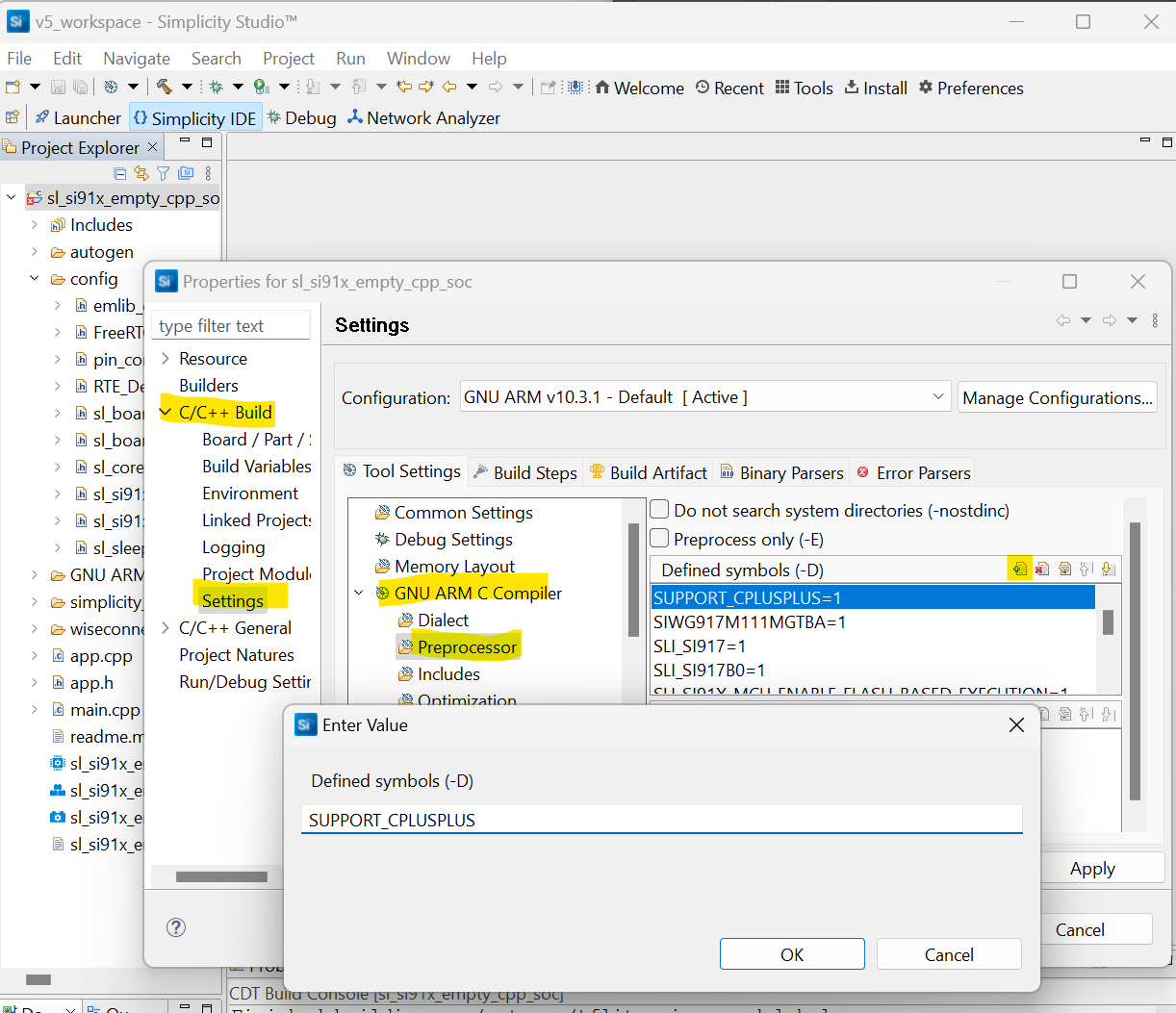 Update C++ Build Settings