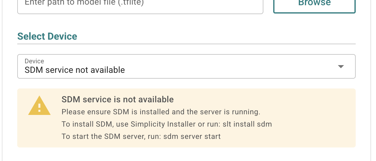 SDM Service is not available warning