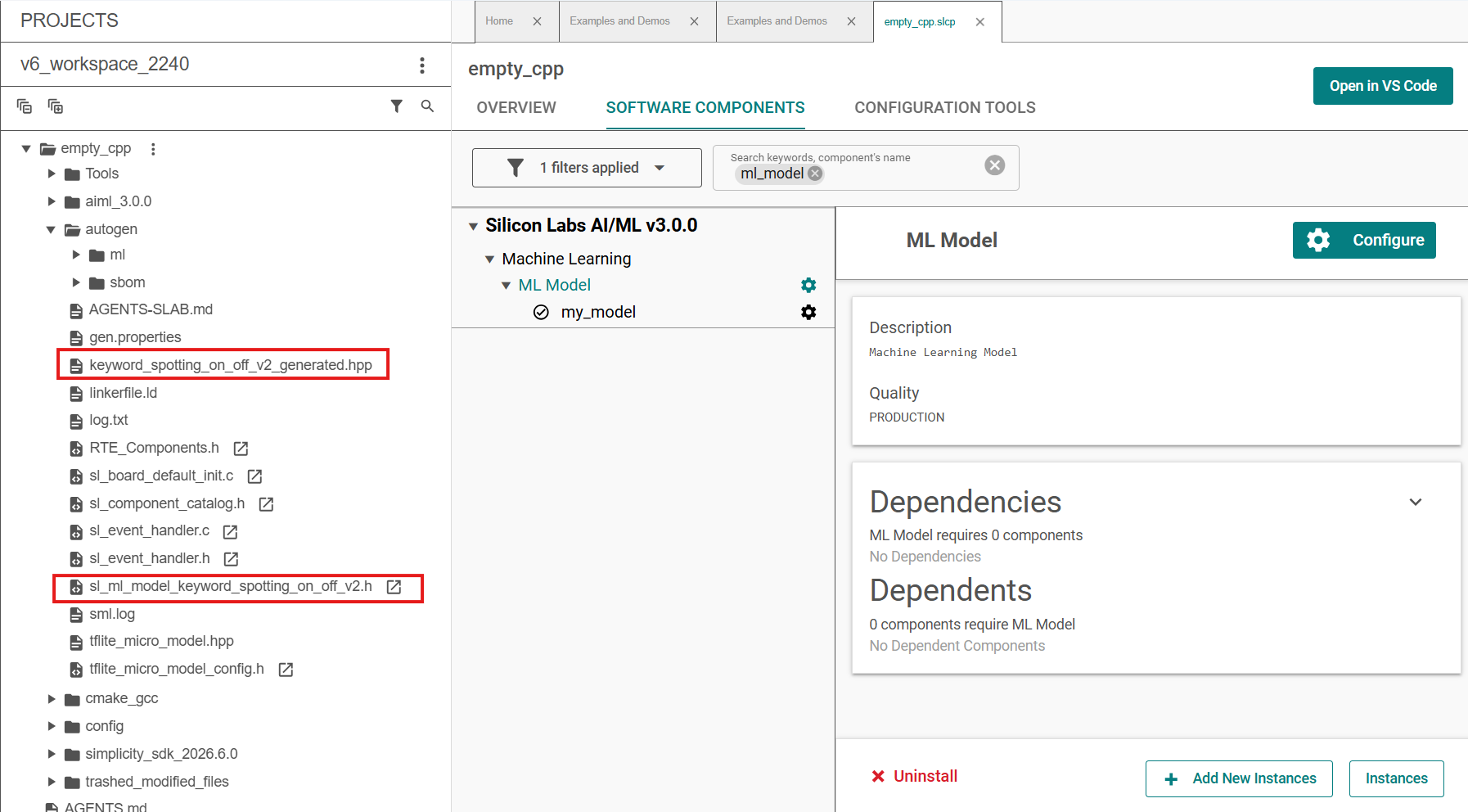 Generated files after mlconf configuration