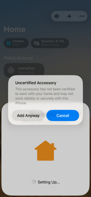 Uncertified accessory warning