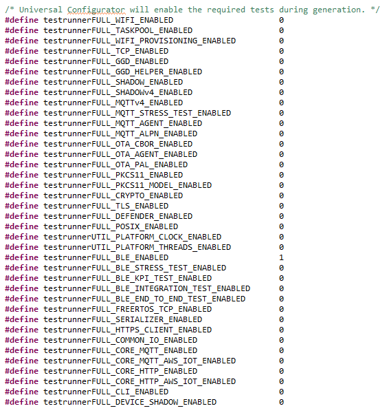 Testrunner Configuration for Bluetooth LE Tests