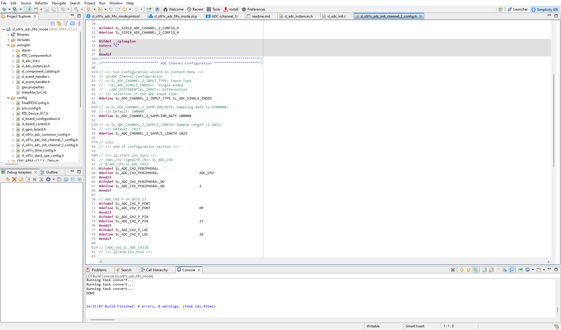 Analog peripheral autogen init code