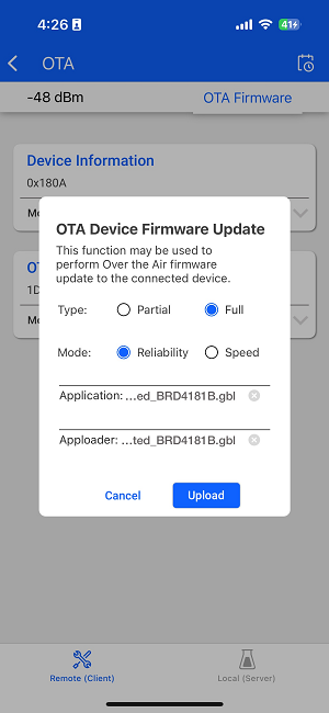 Mobile Application OTA Setup
