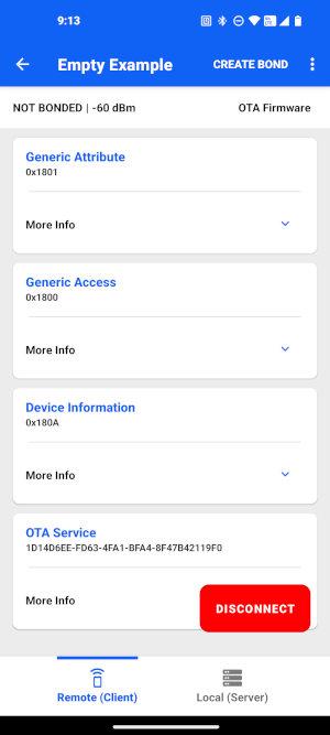OTA popup menu