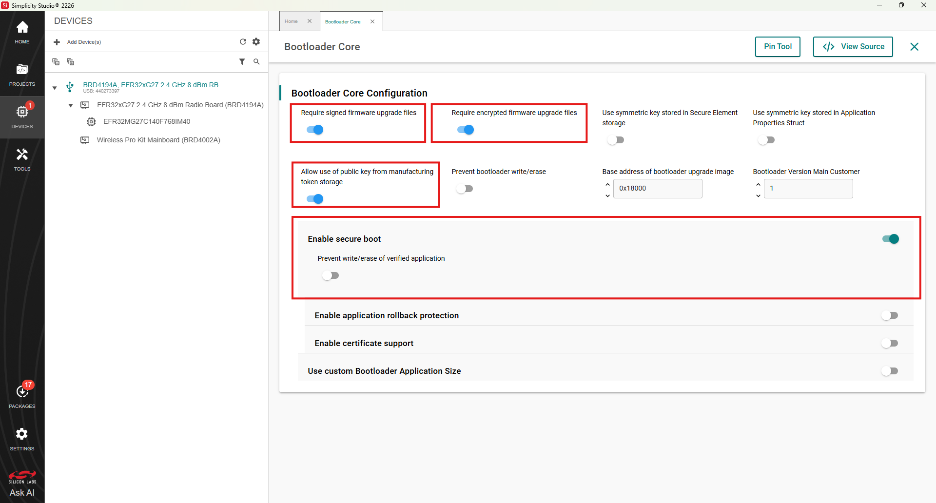 Security Features In Bootloader Project