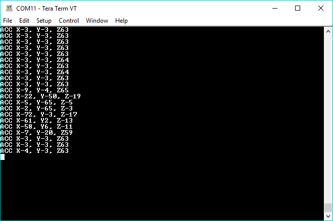 Accelerometer values on serial port