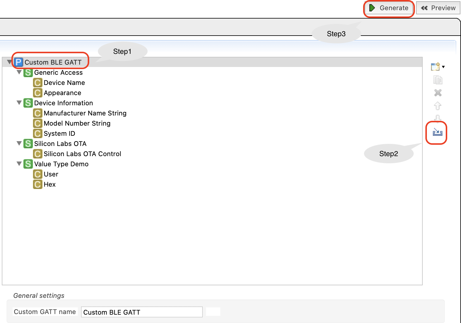 Figure 1. Import GATT Database