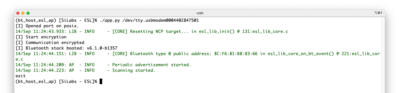 Start the access point with command python app.py <serial device>.