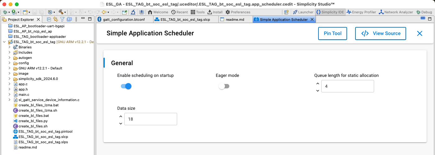 Simple Application Scheduler configuration