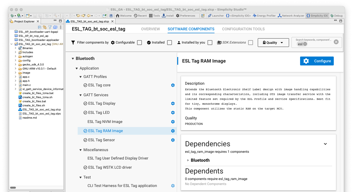 The number of images can be configured via Bluetooth software component: Bluetooth > Application > GATT Services > ESL Tag RAM Image.