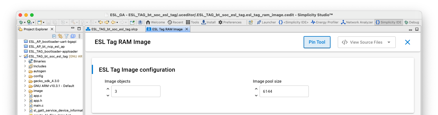 The number of images can be configured via Bluetooth software component: Bluetooth > Application > GATT Services > ESL Tag RAM Image. The Image pool size should be configured accordingly.