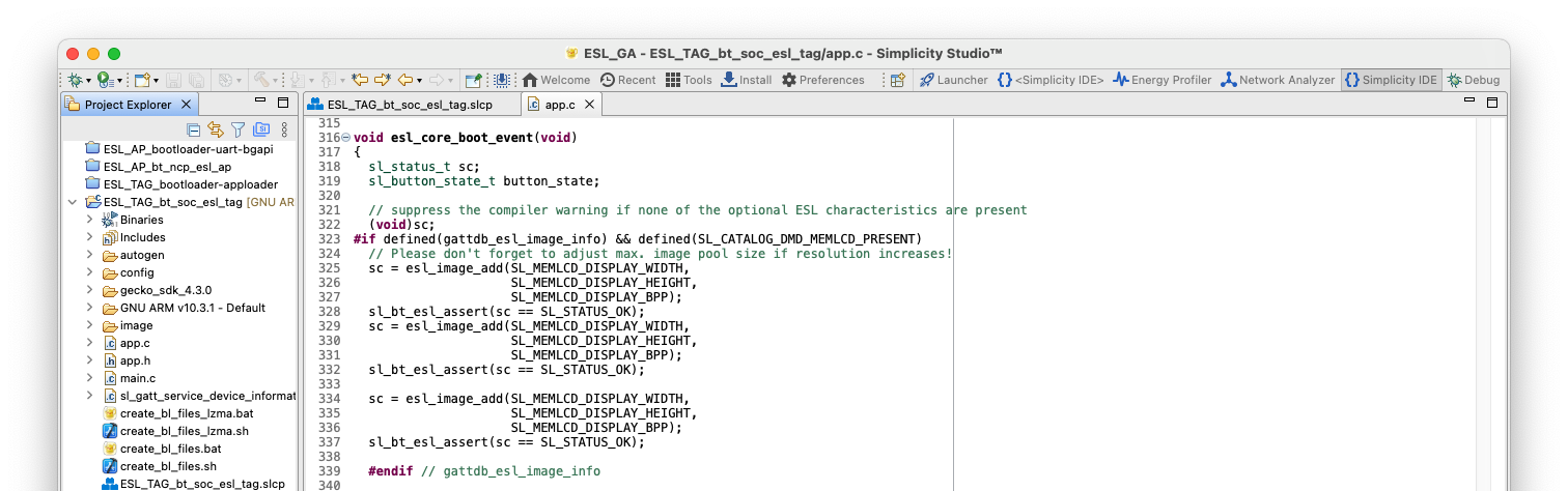 For each image, storage configured through Bluetooth > Application > GATT Services > ESL Tag RAM Image must be added to an image registry with function esl_image_add(). The third image is added on lines 334 - 337.