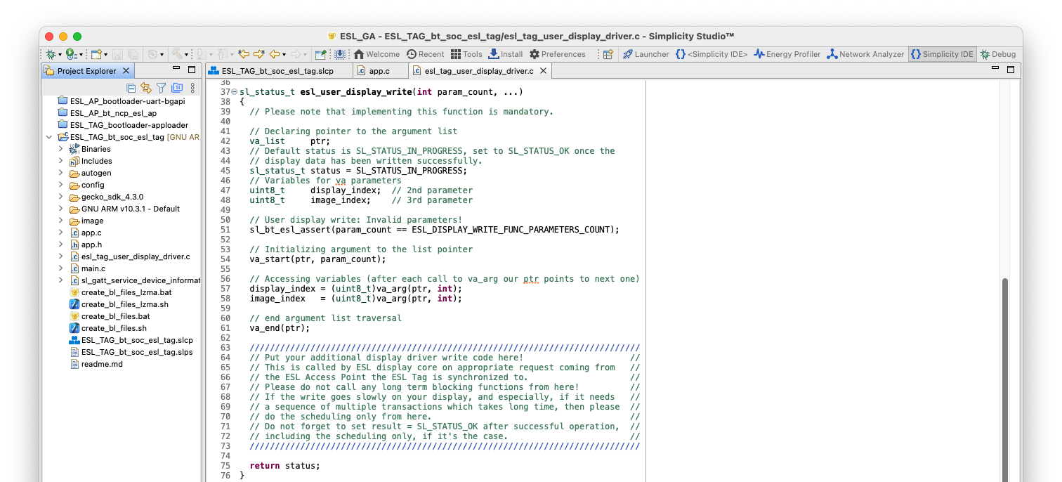 Template for the display write function