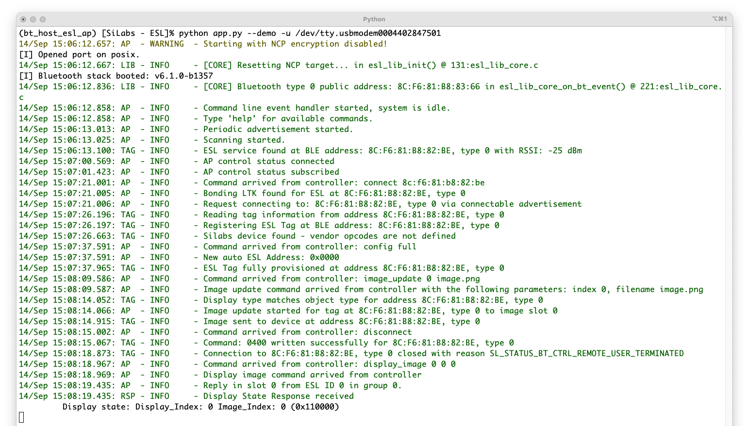 Image uploaded to the ESL tag