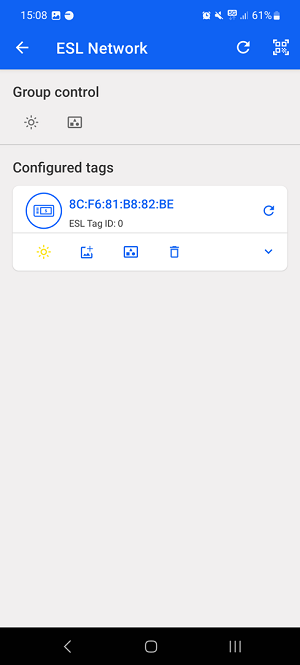 Controlling the ESL tag via Simplicity Connect mobile application