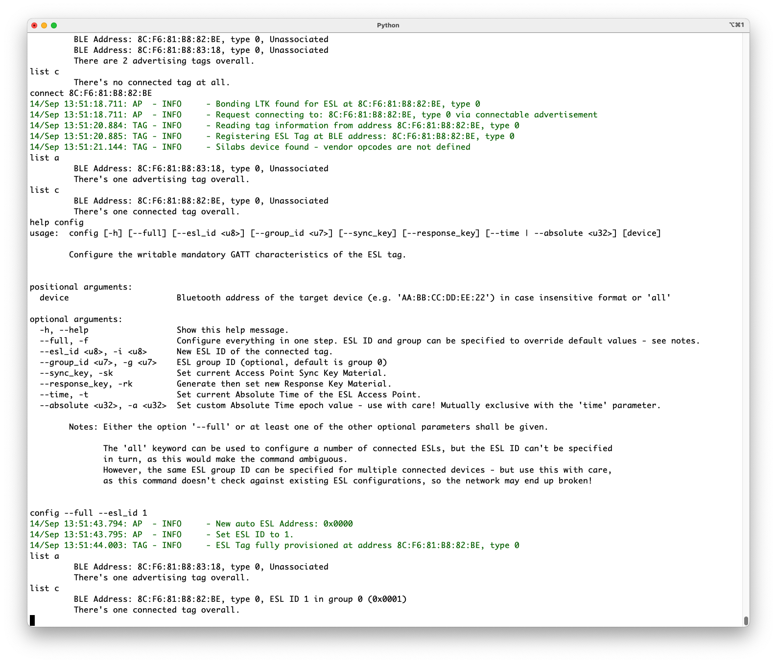 Configuring ESL tag