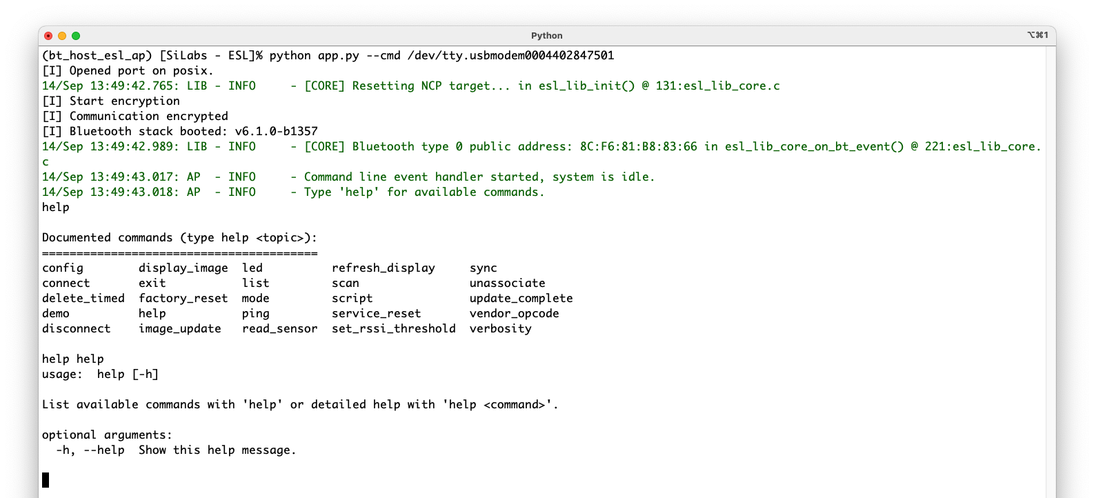 All available commands can be listed with help