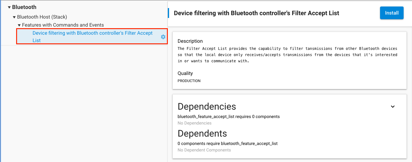 Filter Accept List component