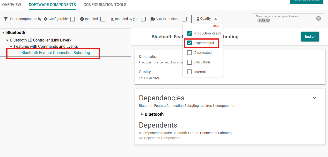 Bluetooth Feature Connection Subrating component