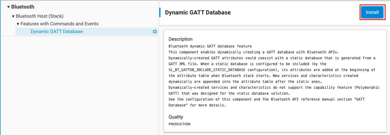 Dynamic GATT Database component