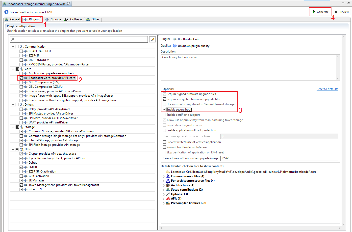 Figure 8. Security Features In Bootloader Project