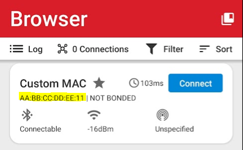 Figure 2. Modified BT address (Custom application method)