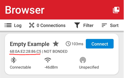 Figure 1. BT address in EFR connect application