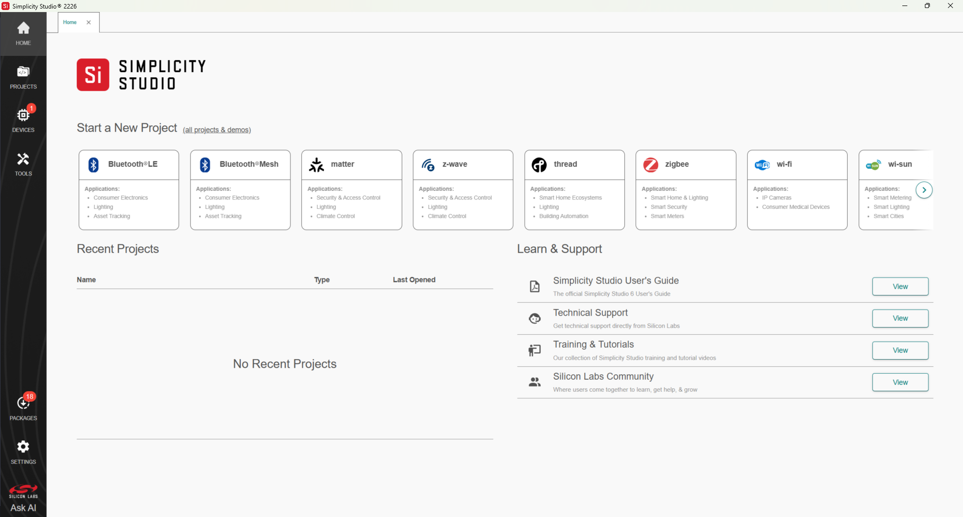 Learn and Support tab