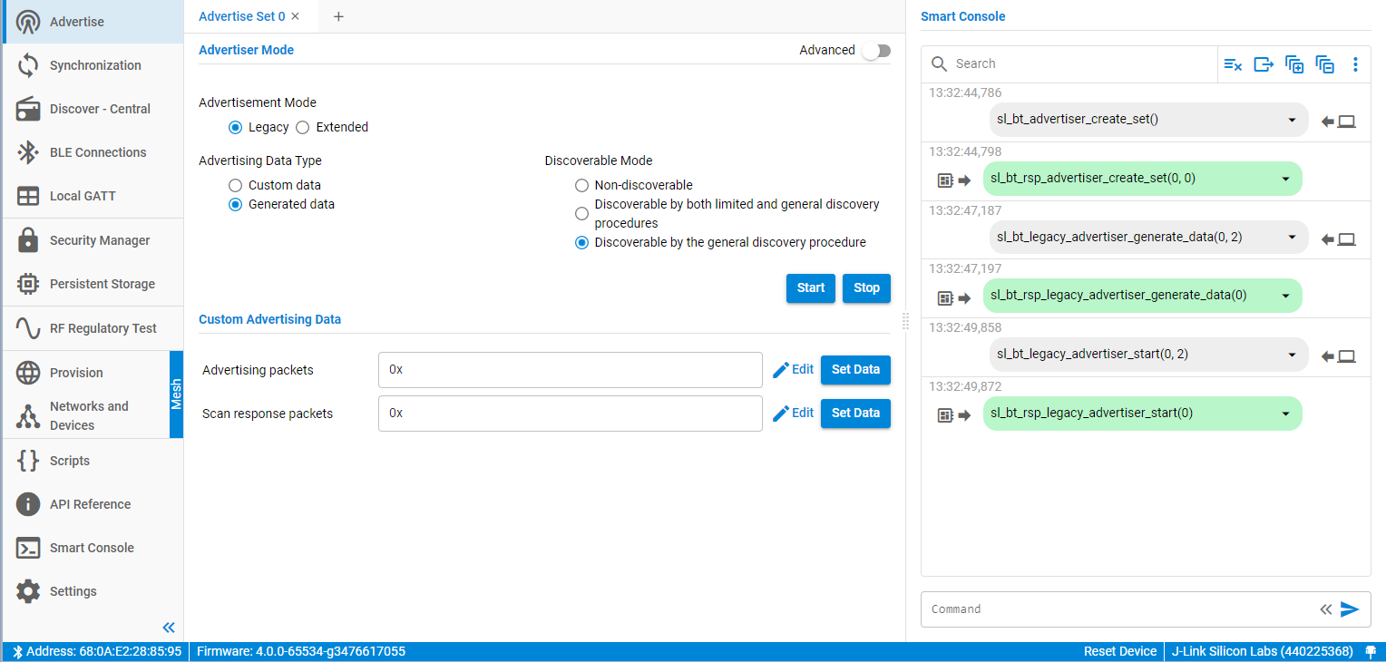 Set the Advertising Data Type