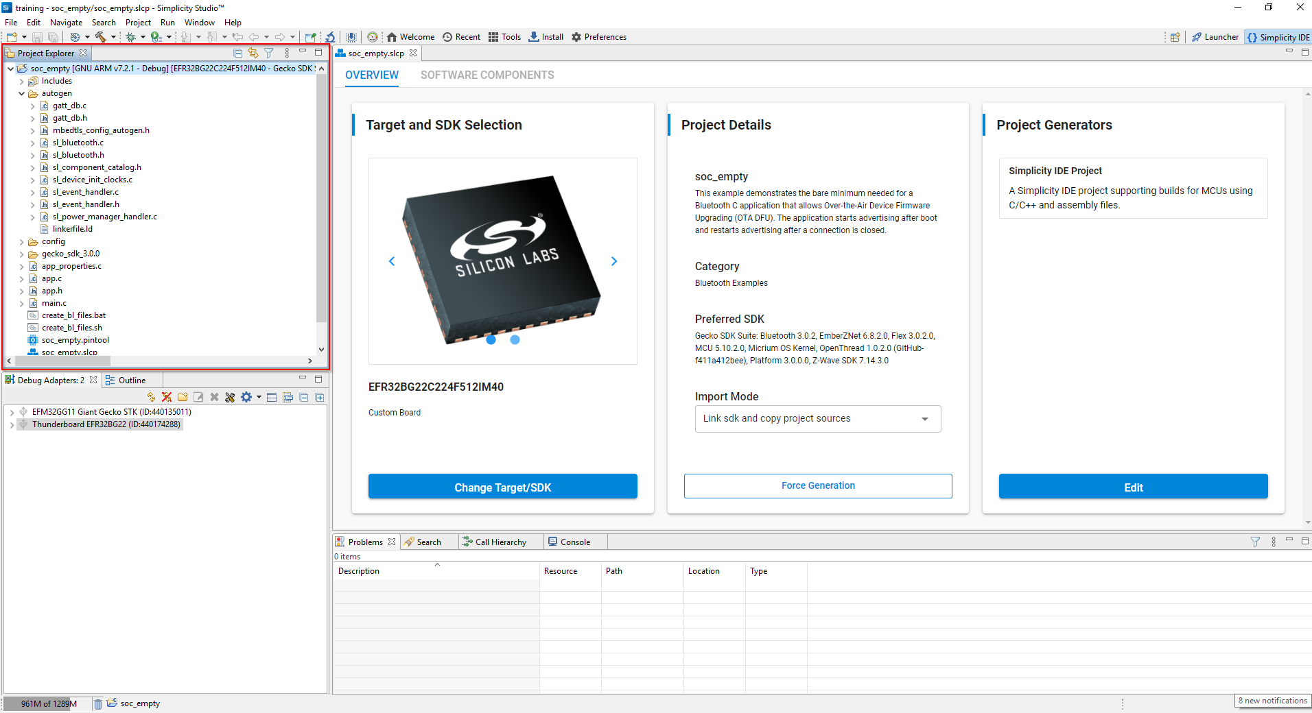 Project Explorer view