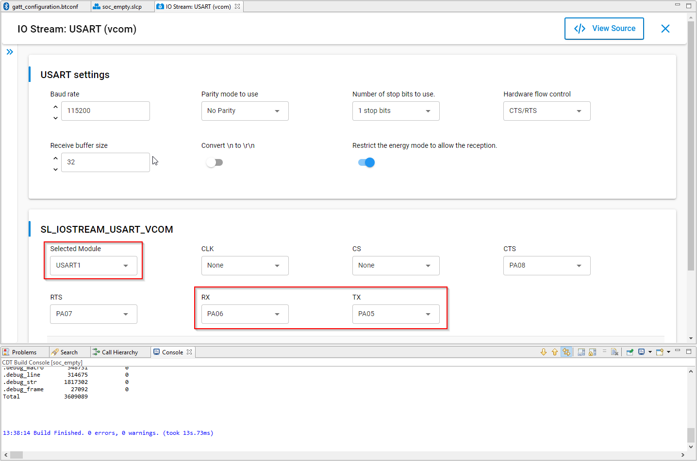 Create a Component Instance USART