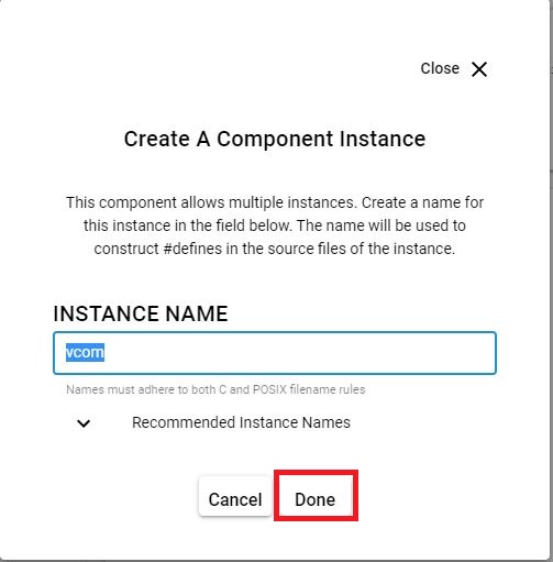 USART Instance name VCOM