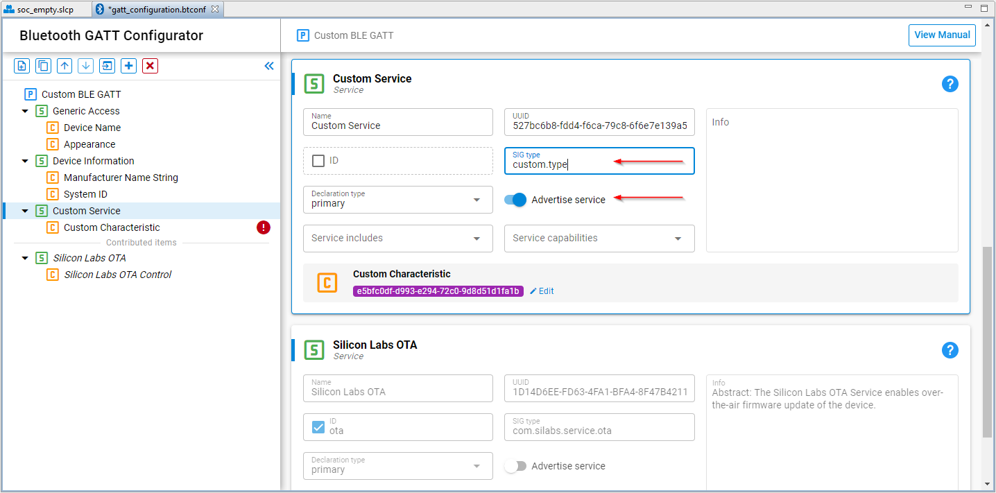 Configurator Showing New Characteristic