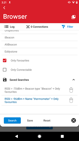 Browser Filter Saved Searches