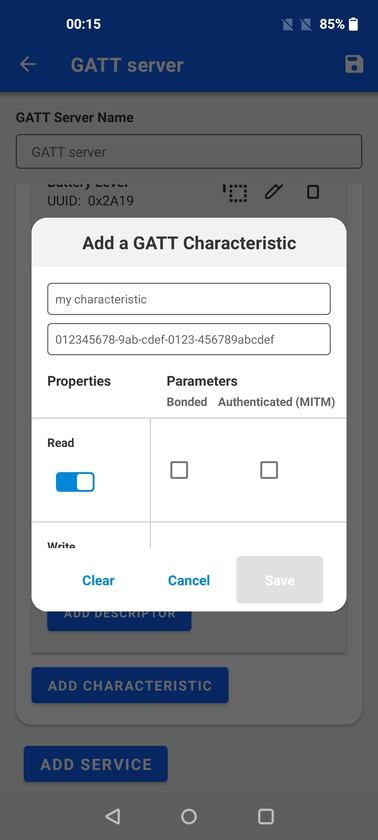 GATT Configurator adding characteristics