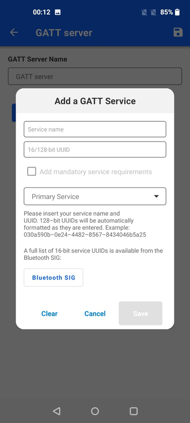 GATT Configurator adding service