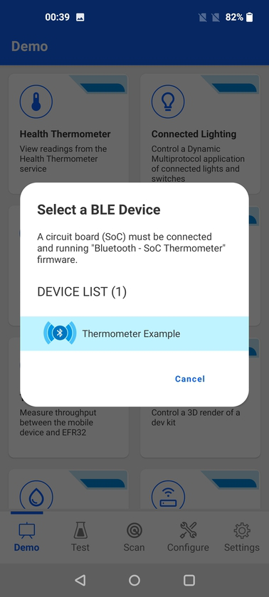 Searching for Health Thermometer devices