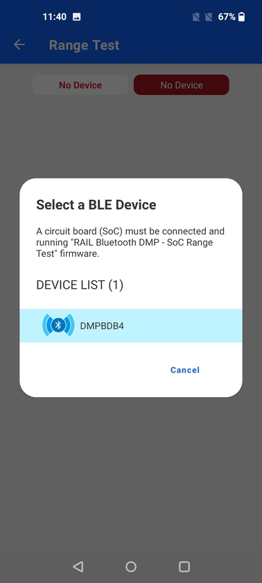 Searching for Range Test device