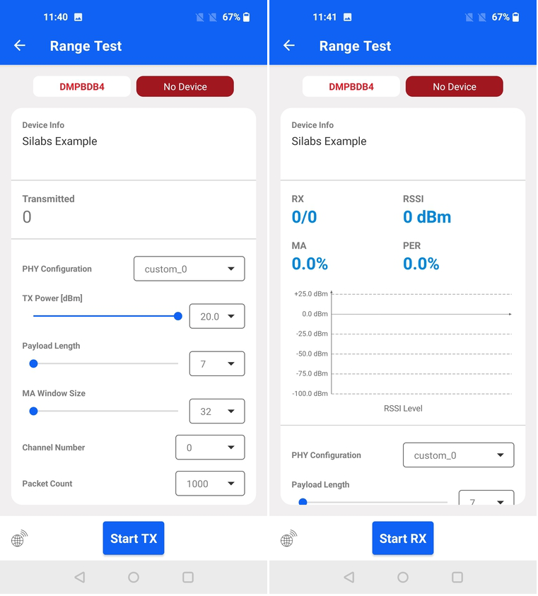 Range Test Tx Mode