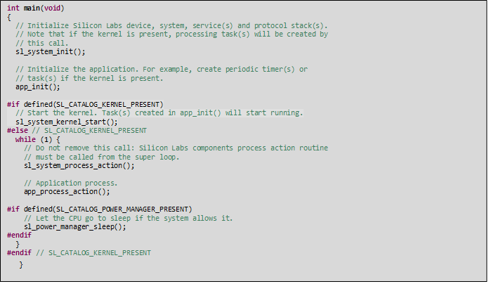 code snippet of main function