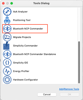 Tools dialog
