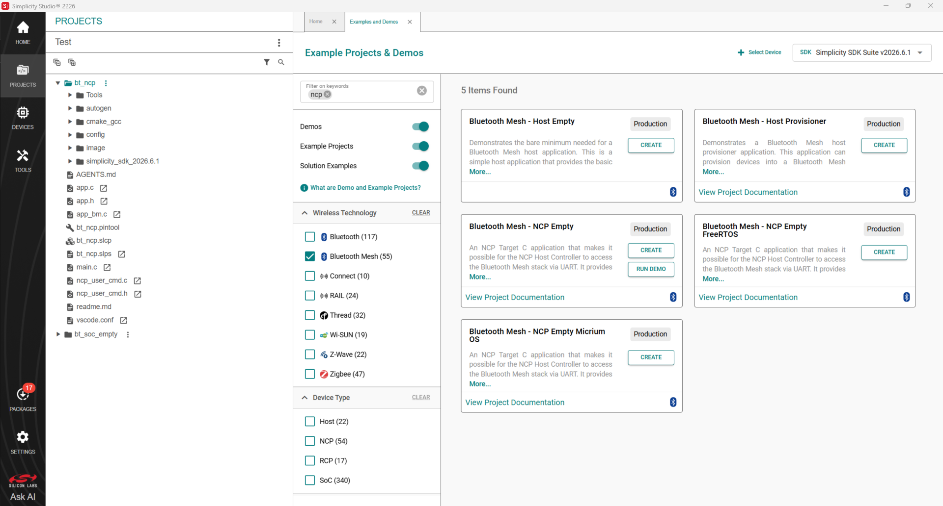NCP example supporting Mesh features