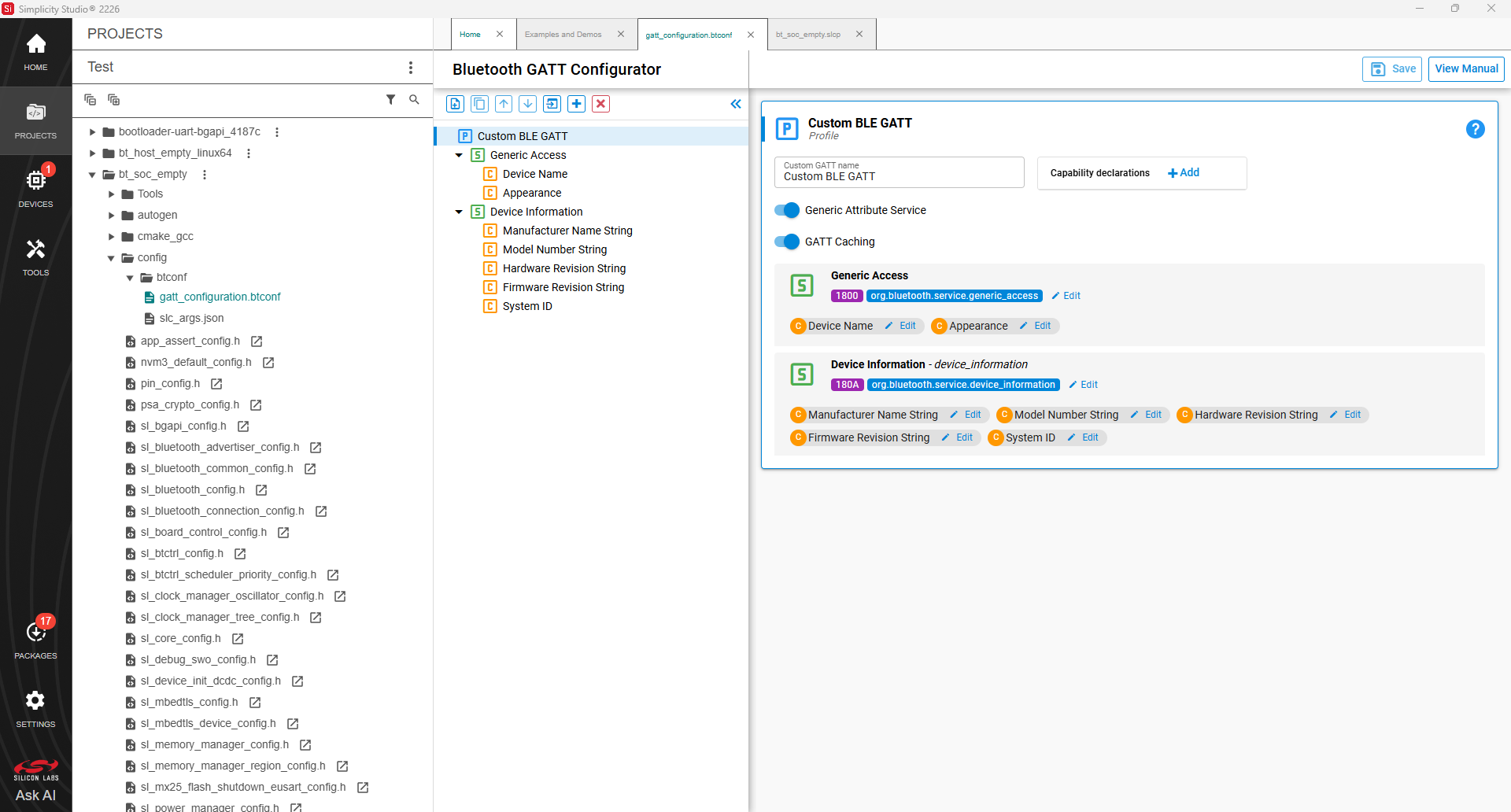 Opening the Bluetooth GATT Configurator