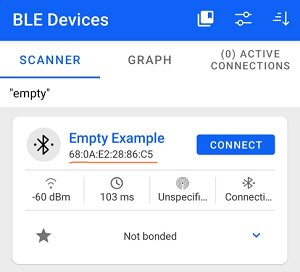 BT address in Simplicity Connect application