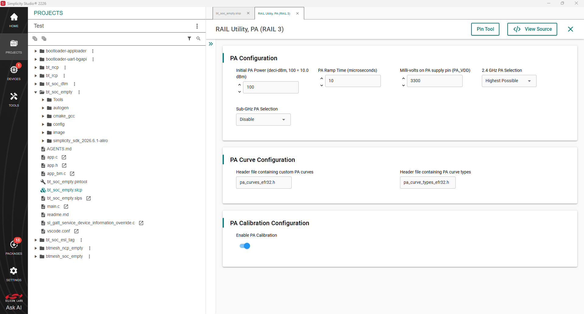 PA mode configuration