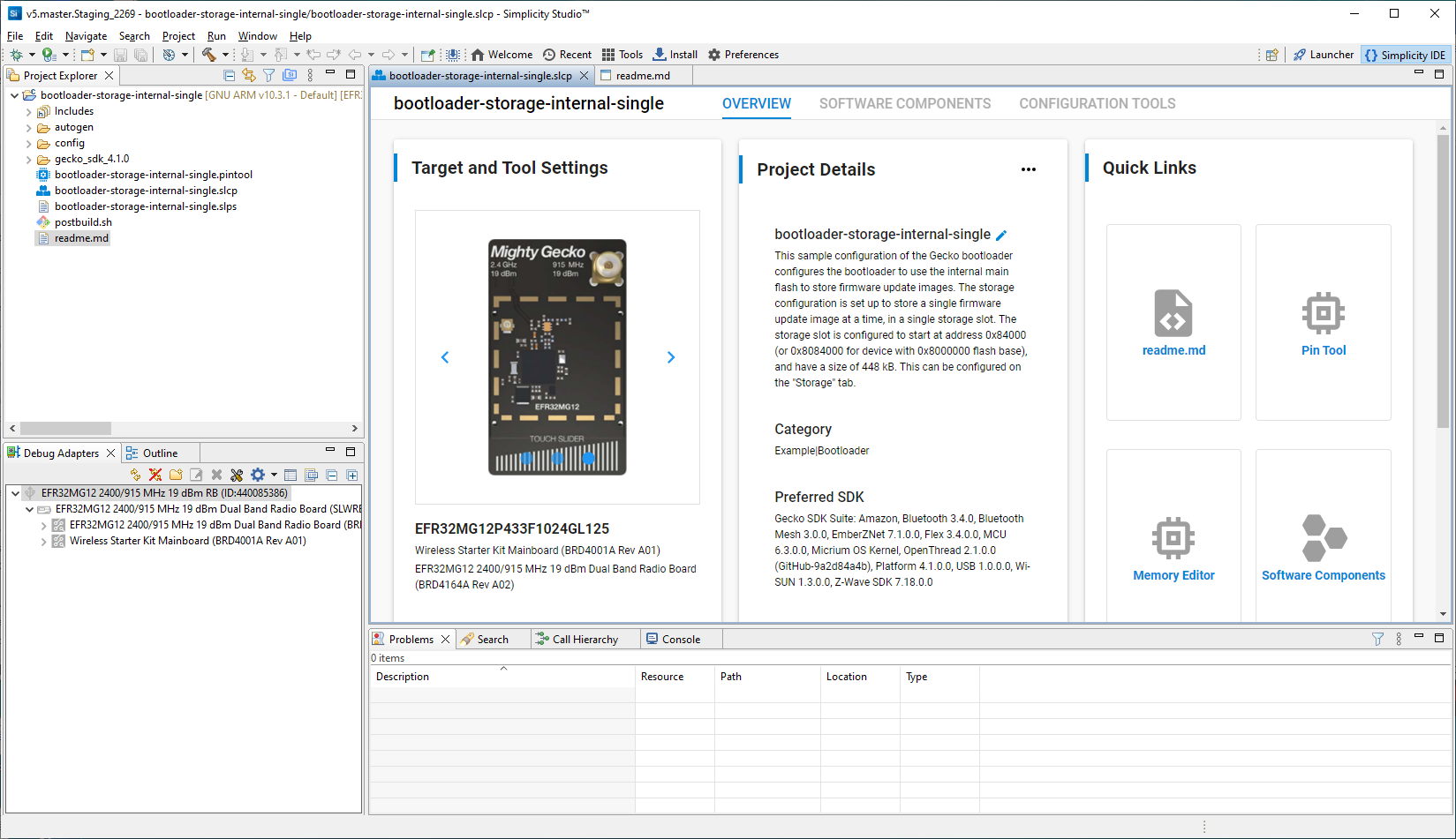 Project Configurator interface