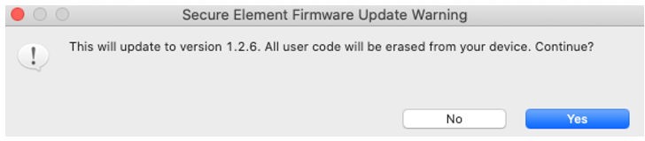 Warning dialog box when click Update to x.x.x