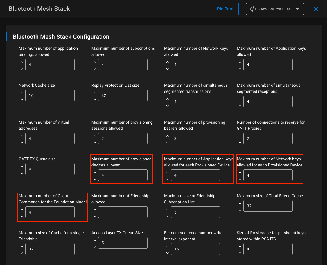 Bluetooth Mesh Stack Component - Provisioner Settings