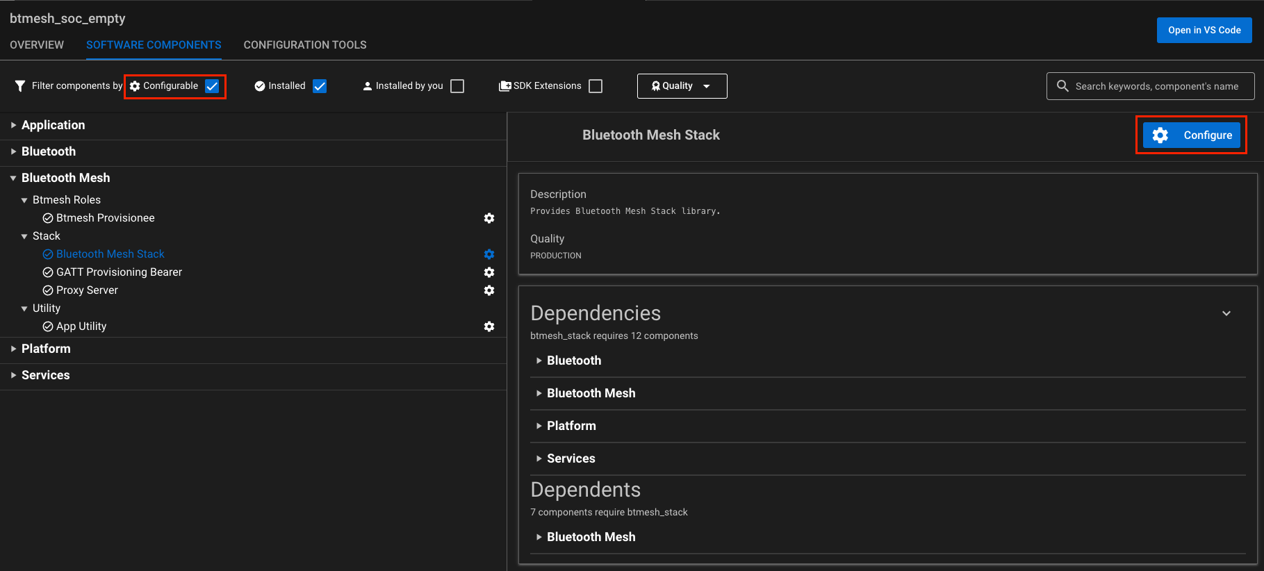 Bluetooth Mesh Configurable Component